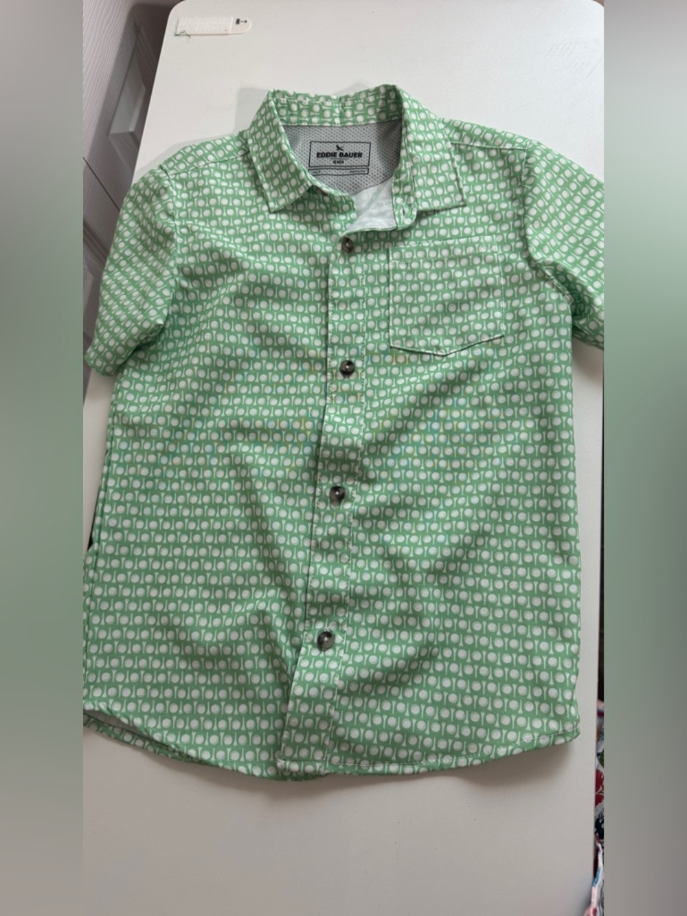 Kids Eddie Bauer Mint Green Geometric Short-Sleeve Button-Up